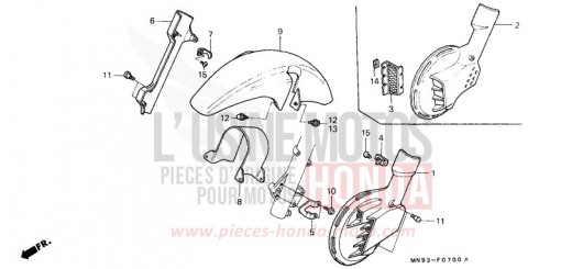 KOTFLUEGEL, VORNE/ VORDERE SCHEIBENABDECKUNG NX650L de 1990